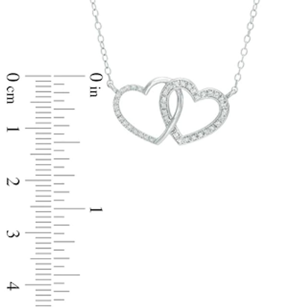 0.13 CT. T.W. Diamond Interlocking Hearts Necklace in Sterling Silver|Peoples Jewellers