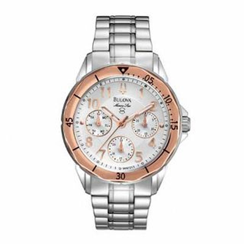 Ladies' Bulova Marine Star Two-Tone Watch with White Dial (Model: 96N101)|Peoples Jewellers