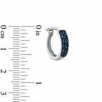 0.10 CT. T.W. Enhanced Blue Diamond Hoop Earrings in Sterling Silver|Peoples Jewellers