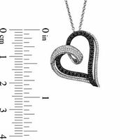 0.50 CT. T.W. Enhanced Black and White Diamond Curly Heart Pendant in Sterling Silver|Peoples Jewellers