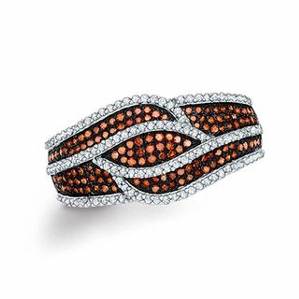 0.60 CT. T.W. Enhanced Cognac and White Diamond Layered Waves Ring in 10K Rose Gold|Peoples Jewellers