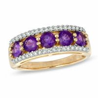 4.0mm Amethyst and 0.14 CT. T.W. Diamond Ring in 10K Gold|Peoples Jewellers