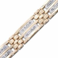 Men's 1.00 CT. T.W. Diamond Double Row Link Bracelet in 14K Gold - 8.5"|Peoples Jewellers