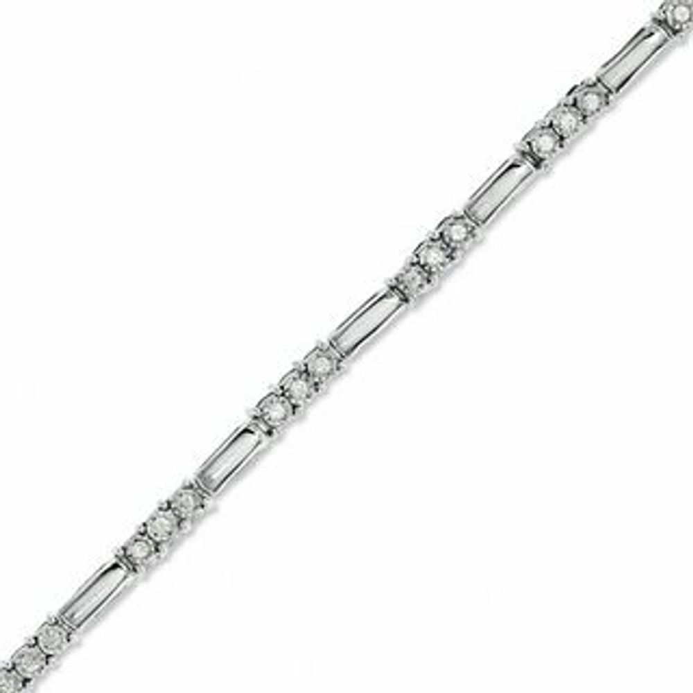 0.24 CT. T.W. Diamond Three Stone Station Bracelet in 10K White Gold|Peoples Jewellers