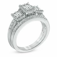 0.75 CT. T.W. Baguette Diamond Three Stone Bridal Set in 14K White Gold|Peoples Jewellers