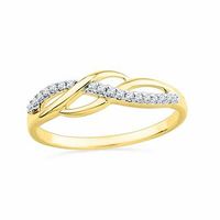 0.08 CT. T.W. Diamond Split Shank Waves Ring in Sterling Silver with Yellow Rhodium Plate|Peoples Jewellers
