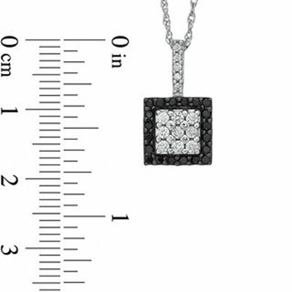 0.50 CT. T.W. Enhanced Black and White Diamond Square Frame Pendant in 10K White Gold|Peoples Jewellers