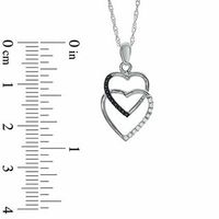 0.05 CT. T.W. Black and White Diamond Linked Heart Pendant in Sterling Silver|Peoples Jewellers