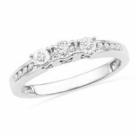 0.16 CT. T.W. Diamond Three Stone Promise Ring in Sterling Silver|Peoples Jewellers