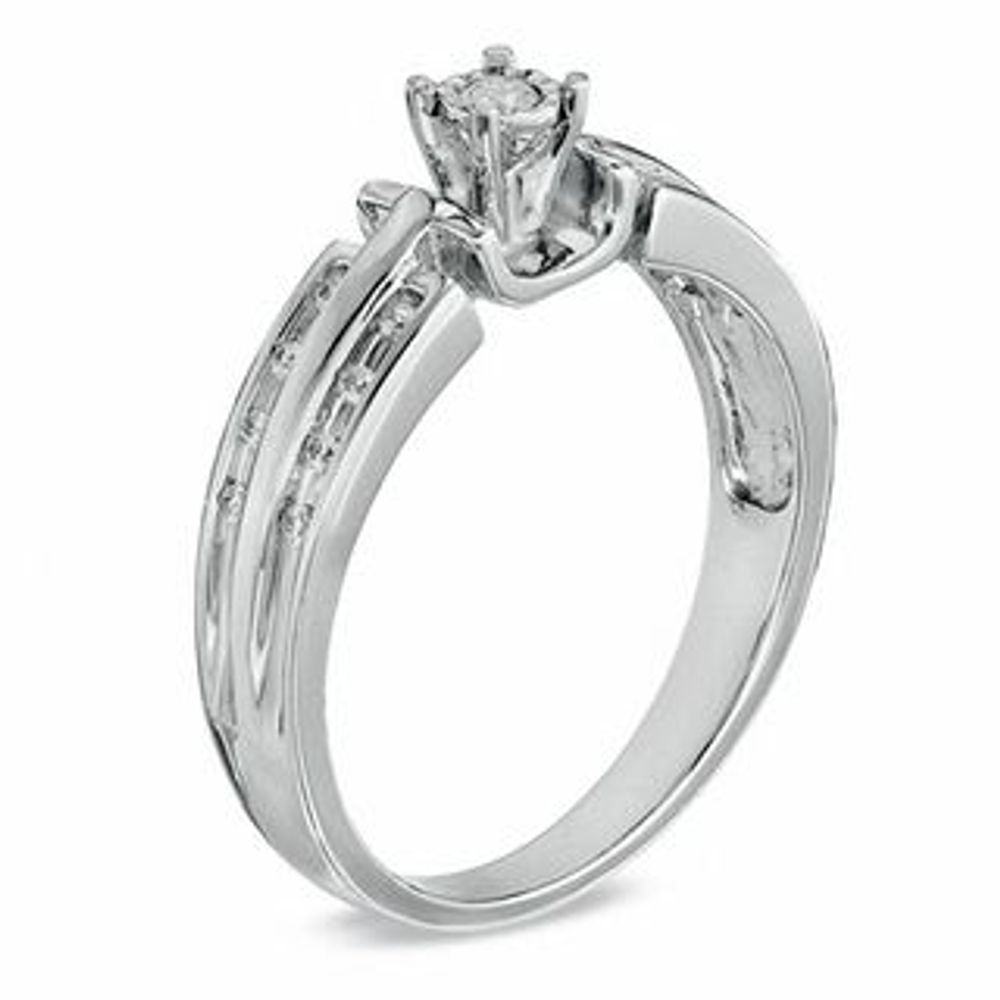 0.12 CT. T.W. Diamond Double Row Promise Ring in 10K White Gold|Peoples Jewellers