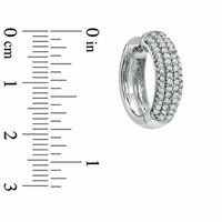 0.70 CT. T.W. Diamond Multi-Row Huggie Earrings in 10K White Gold|Peoples Jewellers