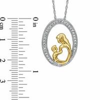 0.10 CT. T.W. Diamond Motherly Love Oval Pendant in Sterling Silver with 14K Gold Plate|Peoples Jewellers