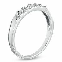 Ladies' Diamond Accent Slant Wedding Band in 10K White Gold|Peoples Jewellers