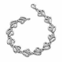 0.25 CT. T.W. Diamond Loop Heart Bracelet in Sterling Silver|Peoples Jewellers