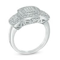 0.33 CT. T.W. Princess-Cut Diamond Triple Square Ring in Sterling Silver|Peoples Jewellers