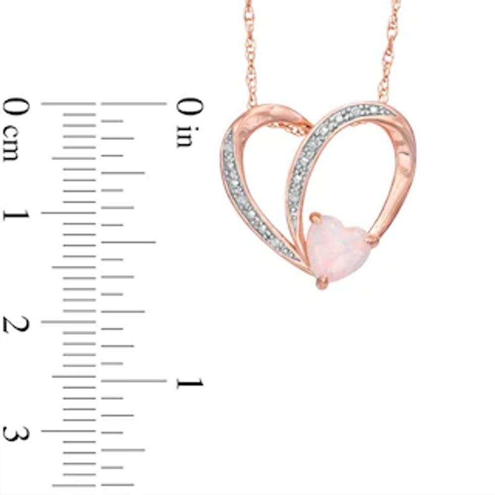 6.0mm Heart-Shaped Lab-Created Opal and White Sapphire Heart Pendant in Sterling Silver with 14K Rose Gold Plate|Peoples Jewellers