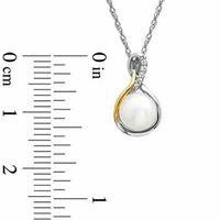 6.5-7.0mm Freshwater Cultured Pearl and Diamond Accent Pendant in Sterling Silver and 14K Gold Plate|Peoples Jewellers
