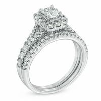 1.50 CT. T.W. Certified Radiant-Cut Diamond Frame Bridal Set in 14K White Gold (I/I1)|Peoples Jewellers