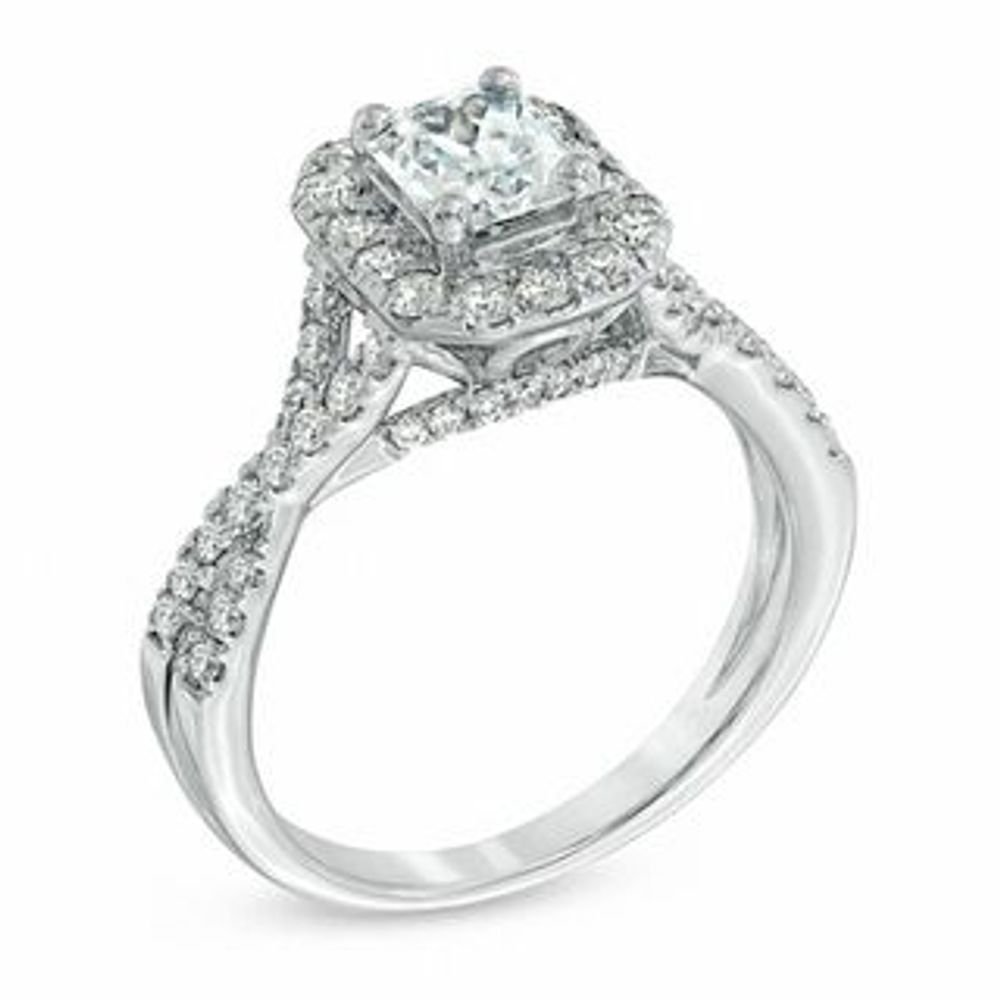 1.75 CT. T.W. Certified Radiant-Cut Diamond Frame Engagement Ring in 14K White Gold (I/I1)|Peoples Jewellers