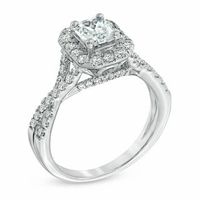 1.75 CT. T.W. Certified Radiant-Cut Diamond Frame Engagement Ring in 14K White Gold (I/I1)|Peoples Jewellers