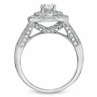 1.00 CT. T.W. Diamond Double Frame Vintage-Style Engagement Ring in 14K White Gold|Peoples Jewellers