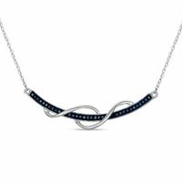 0.15 CT. T.W. Enhanced Blue Diamond Ribbon Necklace in Sterling Silver - 16"|Peoples Jewellers