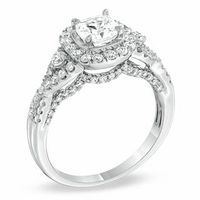 1.75 CT. T.W. Certified Cushion-Cut Diamond Frame Ring in 14K White Gold (I/I1)|Peoples Jewellers