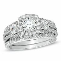 1.54 CT. T.W. Diamond Frame Three Stone Engagement Ring in 14K White Gold|Peoples Jewellers