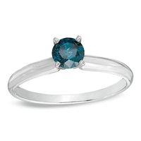 0.33 CT. Enhanced Blue Diamond Solitaire Engagement Ring in 14K White Gold|Peoples Jewellers