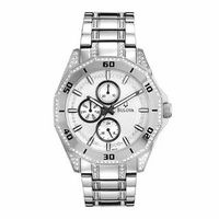 Men's Bulova Crystal Collection Watch with Silver-Tone Dial (Model: 96C110)|Peoples Jewellers