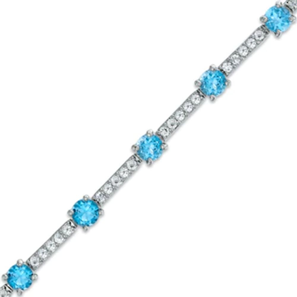 Swiss Blue Topaz and White Topaz Bracelet in Sterling Silver - 7.25"|Peoples Jewellers