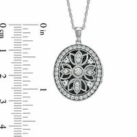 Lab-Created White Sapphire Oval Locket Pendant in Sterling Silver|Peoples Jewellers