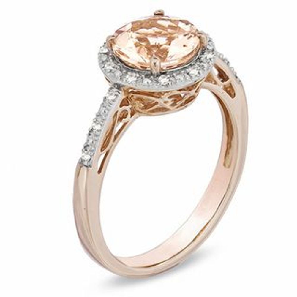 8.0mm Morganite and Diamond Accent Ring in 10K Rose Gold|Peoples Jewellers
