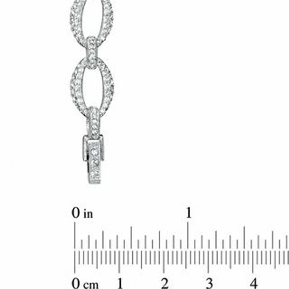 AVA Nadri Crystal Open Link Necklace in White Rhodium Brass - 16"|Peoples Jewellers