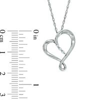 Diamond Accent Ribbon Heart Pendant in Sterling Silver|Peoples Jewellers