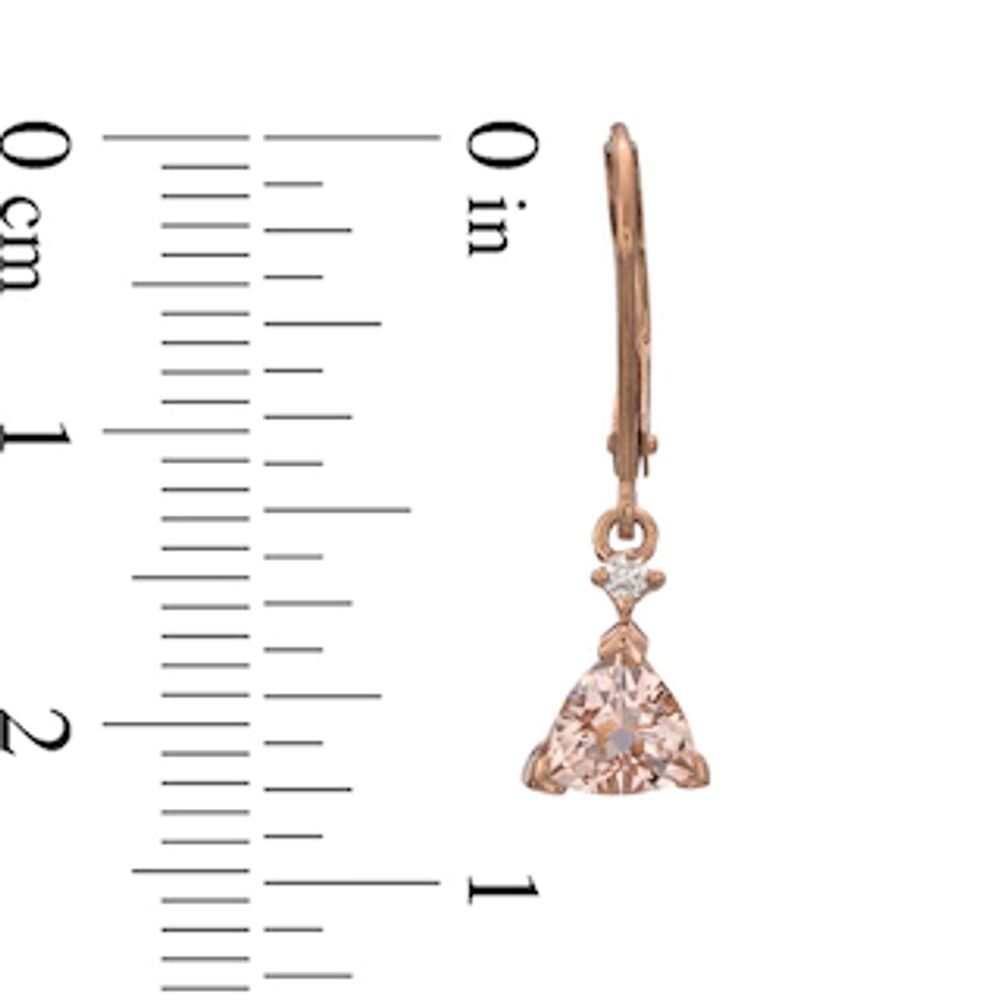 5.0mm Trillion-Cut Morganite and Diamond Accent Drop Earrings in 10K Rose Gold|Peoples Jewellers