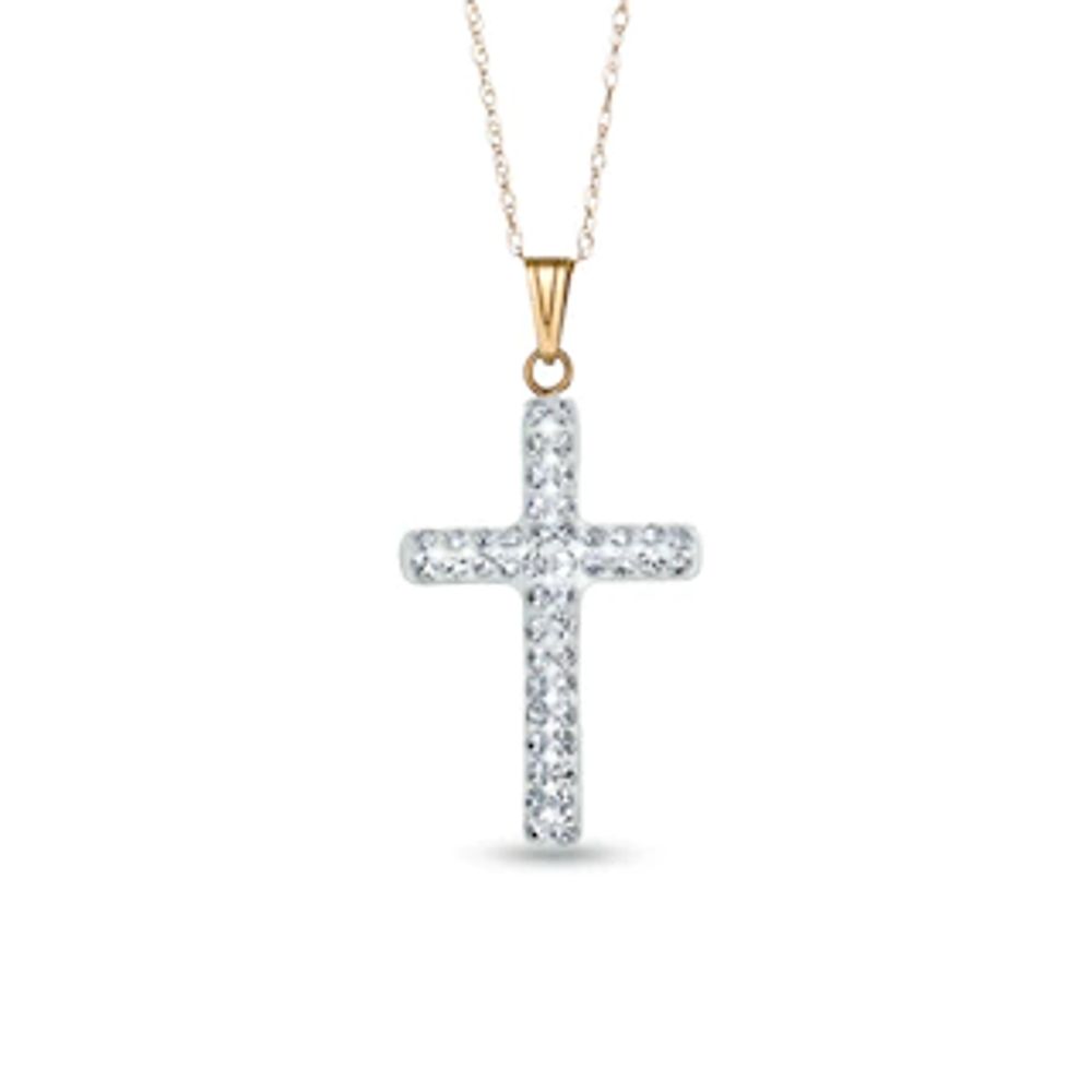 Crystal Cross Pendant in 14K Gold|Peoples Jewellers