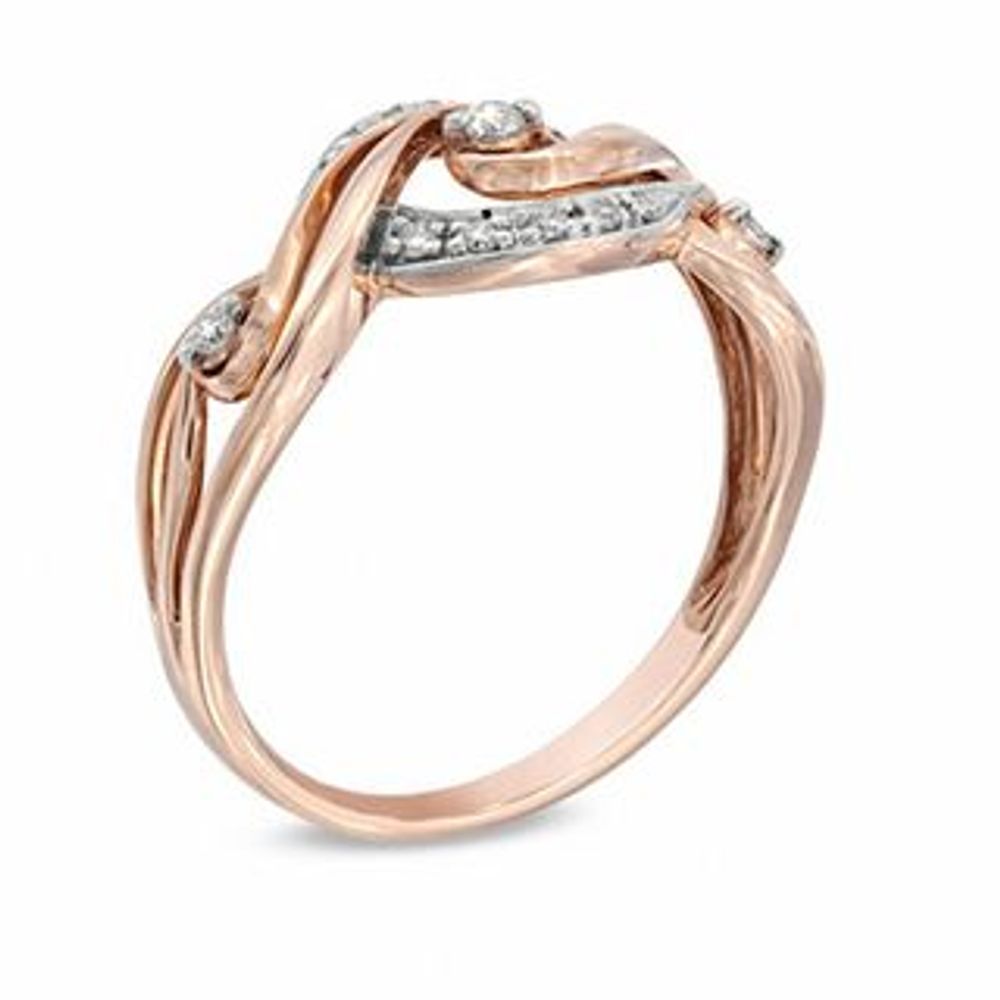 0.10 CT. T.W. Diamond Ribbon Ring in 10K Rose Gold|Peoples Jewellers