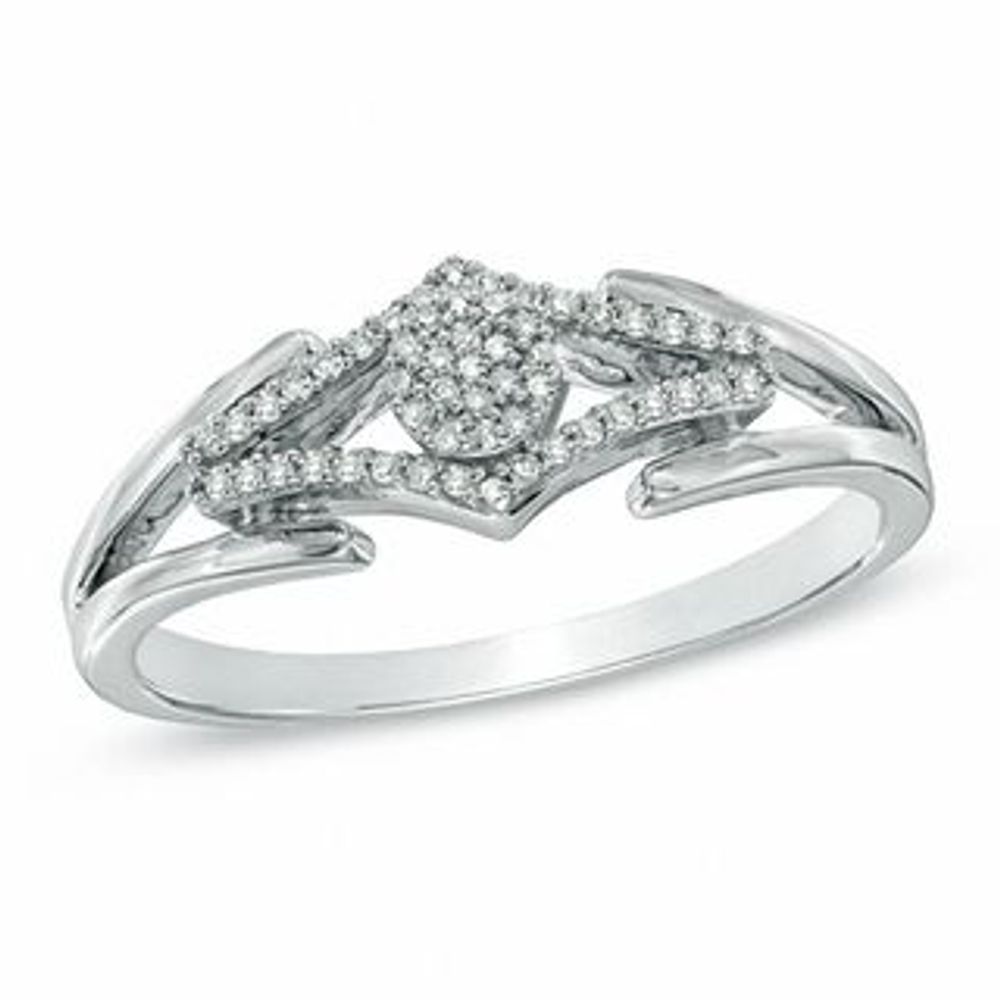 0.10 CT. T.W. Diamond Cluster Split Shank Ring in Sterling Silver|Peoples Jewellers