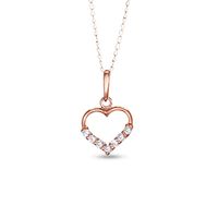 White Sapphire Heart Pendant in 14K Rose Gold - 15"|Peoples Jewellers