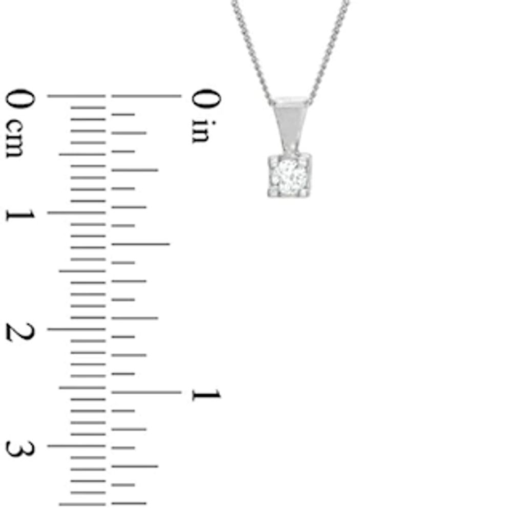 0.10 CT. Certified Canadian Diamond Square-Set Solitaire Pendant in 14K White Gold - 17"(I/I2)|Peoples Jewellers