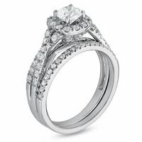 CT. T.W. Diamond Frame Twist Shank Bridal Set in 14K White Gold|Peoples Jewellers