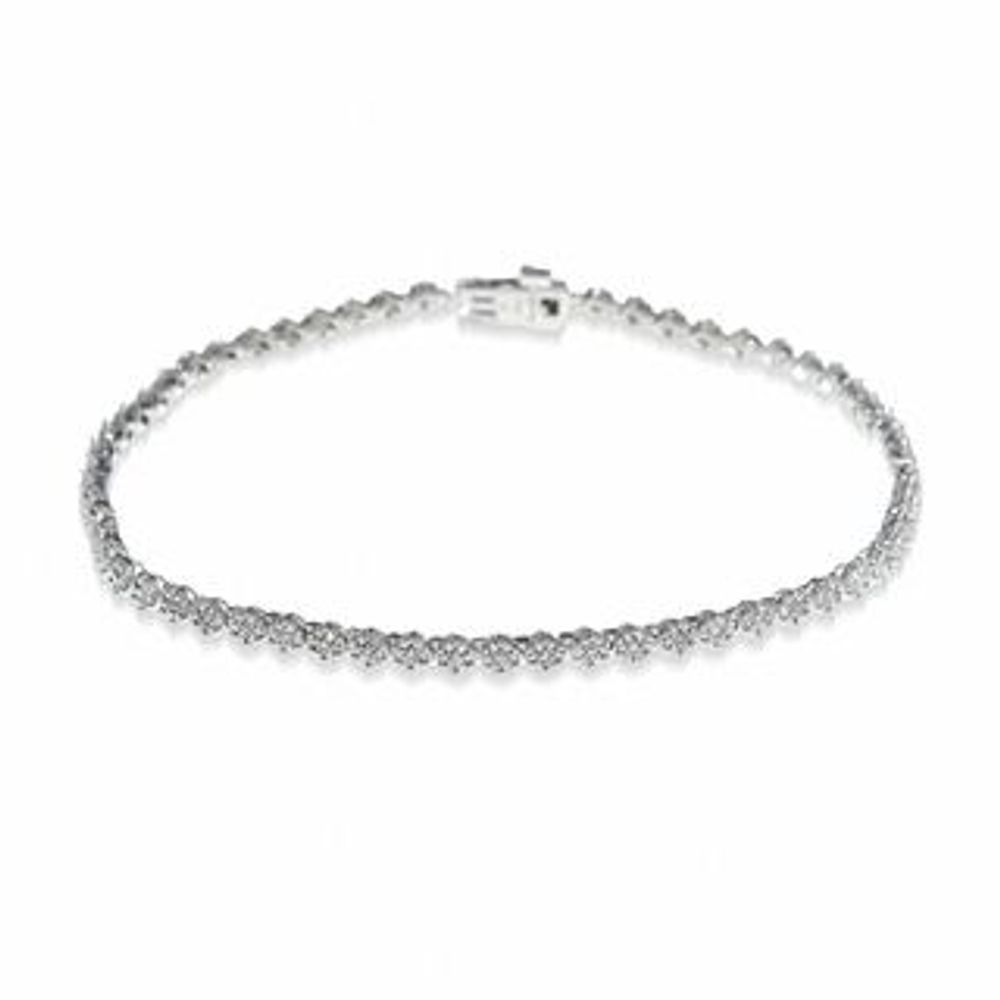 1.00 CT. T.W. Diamond Flower Cluster Bracelet in 14K White Gold|Peoples Jewellers