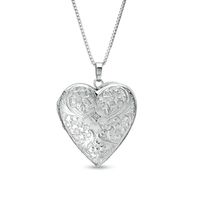 Diamond Accent Floral Heart-Shaped Locket in Sterling Silver|Peoples Jewellers