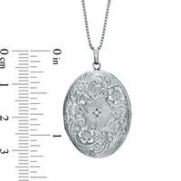 Diamond Accent Floral Oval Locket in Sterling Silver|Peoples Jewellers