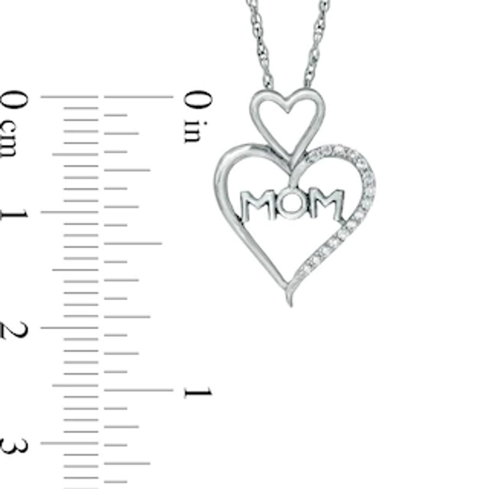 0.06 CT. T.W. Diamond "MOM" Heart Pendant in Sterling Silver|Peoples Jewellers