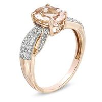 Oval Morganite and Lab-Created White Sapphire Ribbon Ring in 10K Rose Gold|Peoples Jewellers