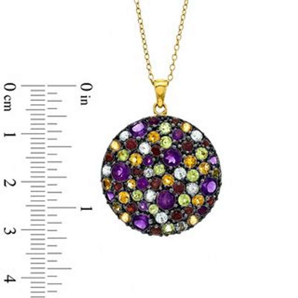 Multi-Gemstone Circle Pendant in Sterling Silver with 18K Gold Plate|Peoples Jewellers