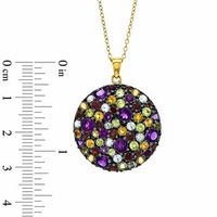 Multi-Gemstone Circle Pendant in Sterling Silver with 18K Gold Plate|Peoples Jewellers