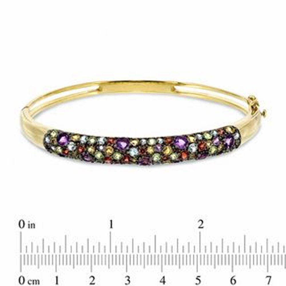 Multi-Gemstone Bangle in Sterling Silver with 18K Gold Plate - 7.25"|Peoples Jewellers